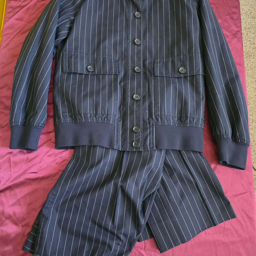 Dolce & Gabbana Women's Pinstripe Bomber Jacket and Pant Suit Set